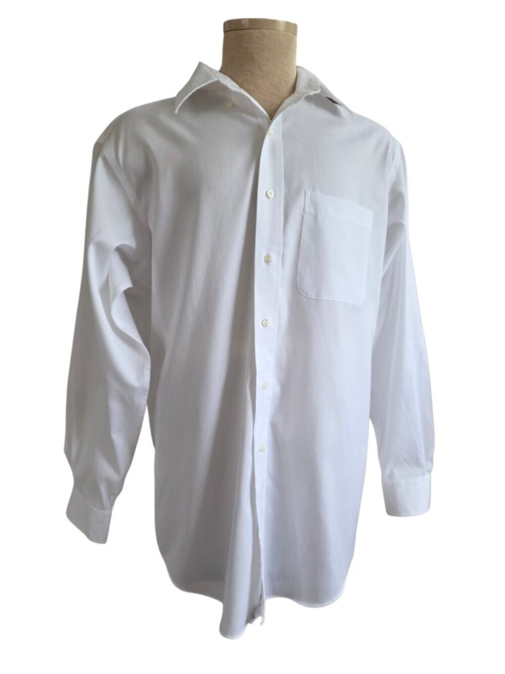 BERKLEY JENSEN LONG-SLEEVED WHITE BUTTON-DOWN SHIRT MED